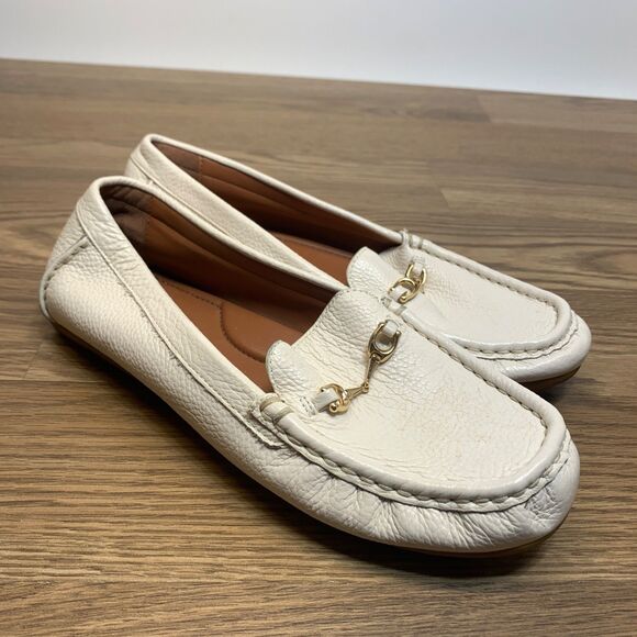 Coach Mavis FG4581 Women Size 8B Cream Pebbled Leather Loafer Slip Ons - Picture 1 of 9